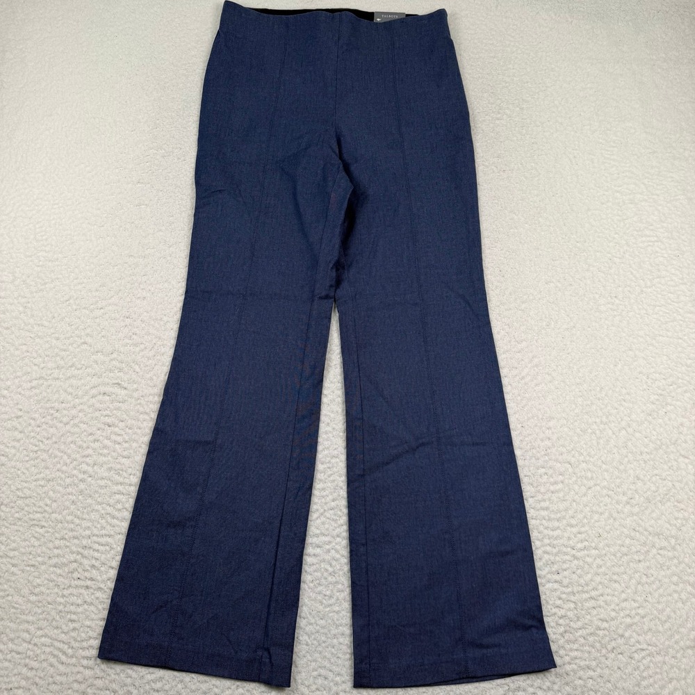 NWT Talbots Portland Trouser Women 6P Blue Flare Leg Full Length Stretch